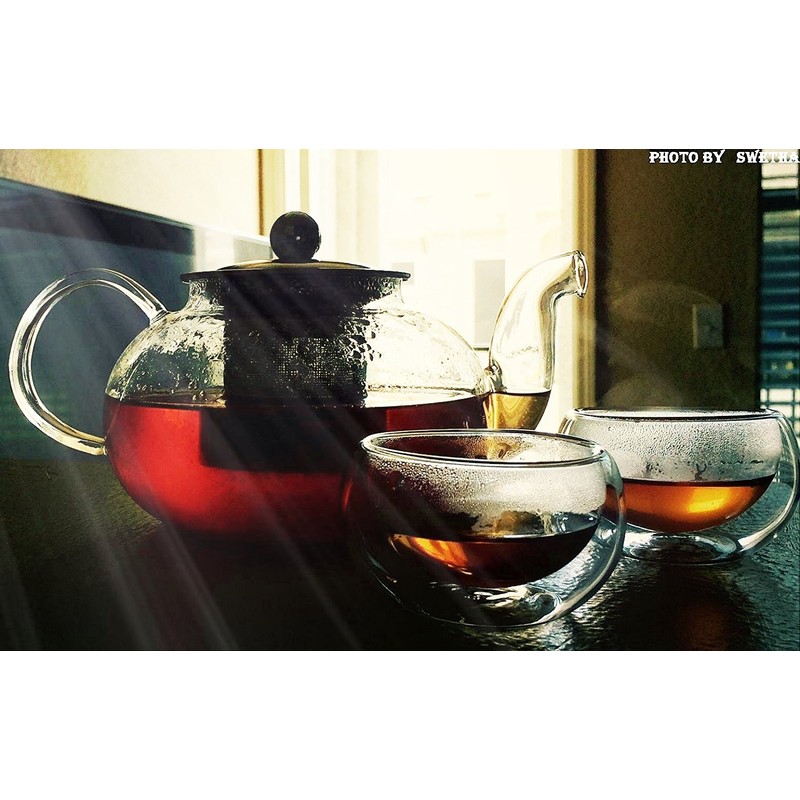 Hiware Glass Teapot with Stainless Steel Infuser & Lid, Borosilicate