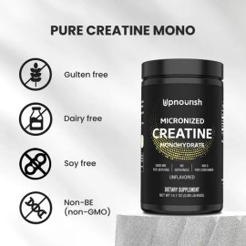 Upnourish Creatine Monohydrate Micronized - Vegano Sin Sabor                                                                                          