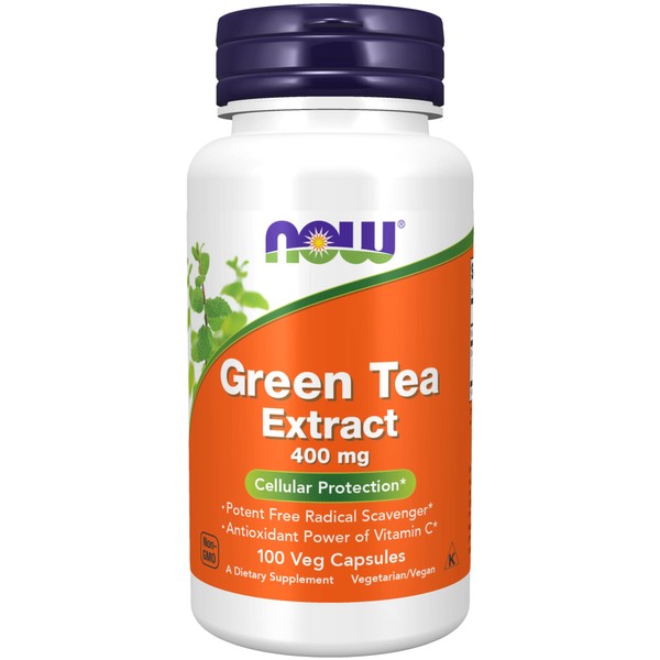 NOW Supplements, Green Tea Extract 400 mg with Vitamin C, Cellular Protection*, 100 Veg Capsules