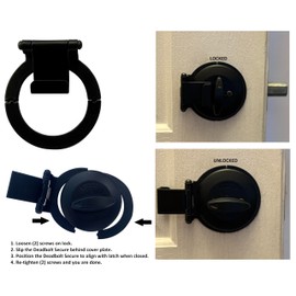 Deadbolt Secure, Prevent Lock Bumping, Prevent Lock Picking for in-Swinging and Out-Swinging Doors, Install in Minutes, no Drilling (Matte Black)
