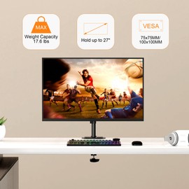 Pholiten Single Monitor Stand, Heavy Duty Adjustable Monitor Arm Desk Mount for 13-27Inch, Tilt, Swivel, Rotate, Support 22 lbs,Black