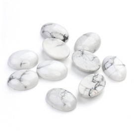 STOBOK 10pcs Oval Howlite Stone Supplies for Jewelry Craft Making White Agate Gemstone Patch for Unique Earrings and Decorations