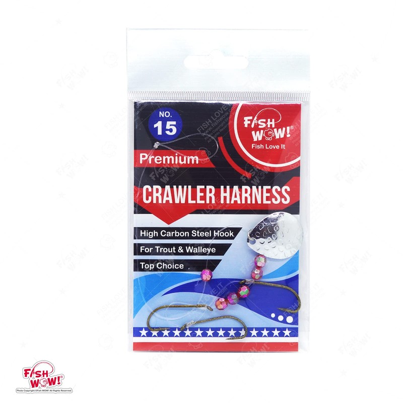 10pks Fish WOW!® 3-Hook Crawler Harness Walleye Spinner Rig #15