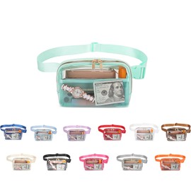 Clear Fanny Pack for Stadium Events with Adjustable Strap, Clear Crossbody Bags for Women Men, Clear Belt Bag for Concerts Sports Travelling Hiking Running（Mint Green）