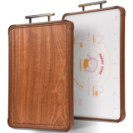 Cutting Board Double Sided Large Plastic and Ebony Wood Cutting Board for Kitchen Double-sided Chopping Board with Juice Groove for Meat Vegetable Cheese (19.3"L x 12.9"W)