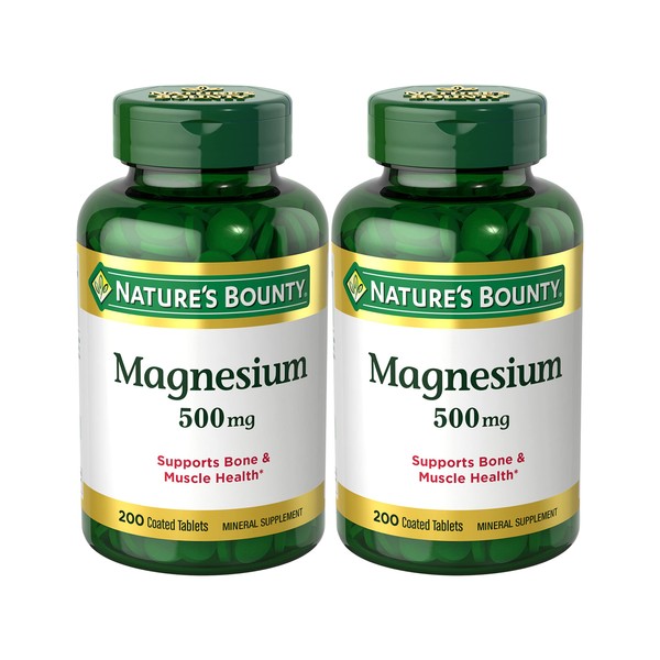 Nature's Bounty 500mg Magnesium for Bone & Muscle Health, Twin Pack of 400 Tablets