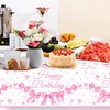 Adirasenotek 3Pcs Pink Bow Table Cloth Party Tablecovers Coquette Birthday