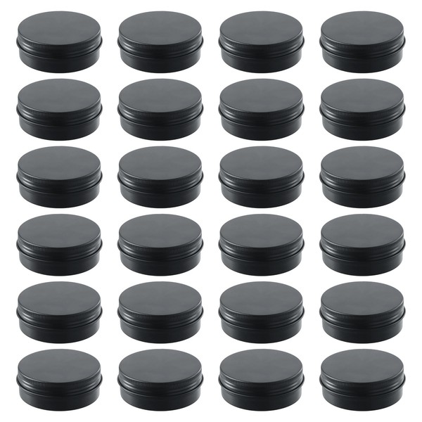 heavenlife Aluminium Tins Empty Round Black 24 Pieces Cosmetic Tin