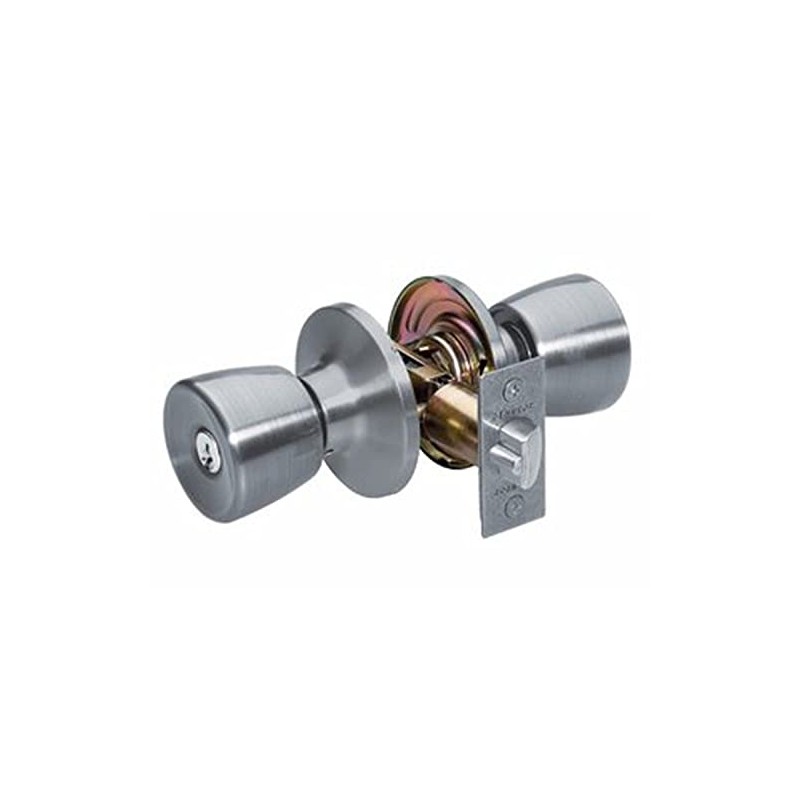 Master Lock TUO0115 Tulip Door Knob with Lock, Satin Nickel