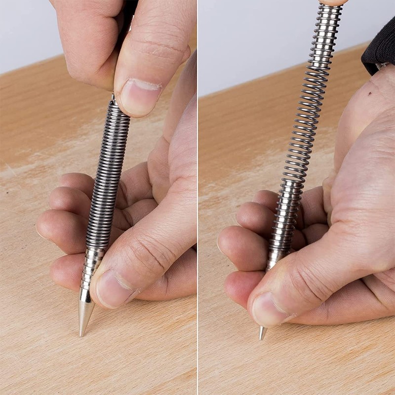 Spring Center Punch Hammerless Head Nail Setter Spring Loaded High