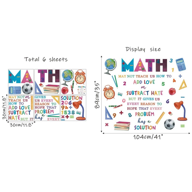 TOARTI Math Wall Decals for Classroom School Math Wall Sticker
