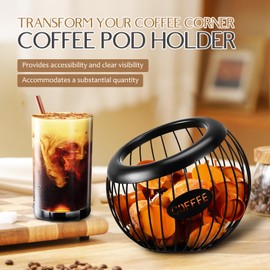 Hemobllo Coffee Pod Holder: Metal Large Capacity Coffee Capsule Pod Basket for Counter, Bar Station Accessories