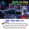 KNONEW Outdoor Christmas Lights 99ft 300 LED String Lights 8