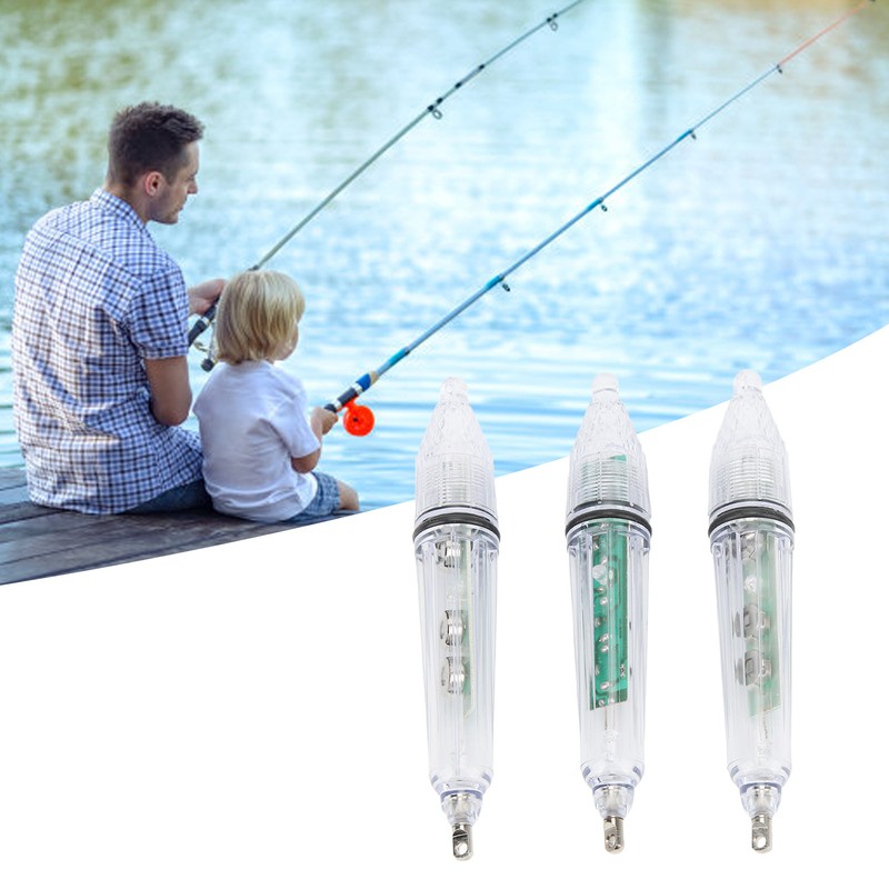 3Pcs Underwater Fishing Light LED Plastic Disposable Bait Lure Lamp
