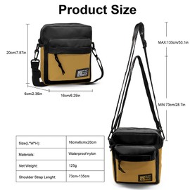 Long Keeper Small Crossbody Bag Shoulder Bag for Men Women Nylon Small Messenger Bag Cross Body Bag Unisex Casual Sling Side Bag for Travel Cycling Outdoor