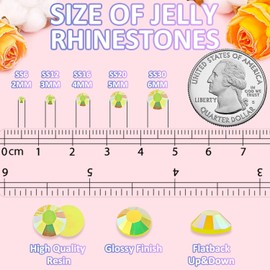5000Pcs 4mm Resin Jelly Rhinestones with 1Pcs 10ml B7000 Jewelry Glue for Crafting, Lemon Yellow AB Flatback Gems, Bedazzling Crystal Bulk for DIY Crafts Clothing Tumblers Shoes Nail Art Fabric