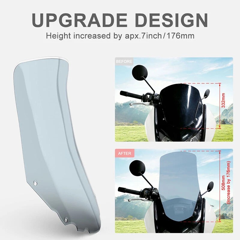 xitomer Fit For KAWASAKI KLR650 2008-2018 Grey Tall Windshield Windscreen