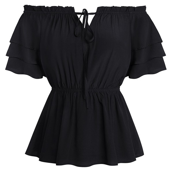 SCARLET DARKNESS Women's Renaissance Costume Blouse Medieval Off Shoulder Ruffle