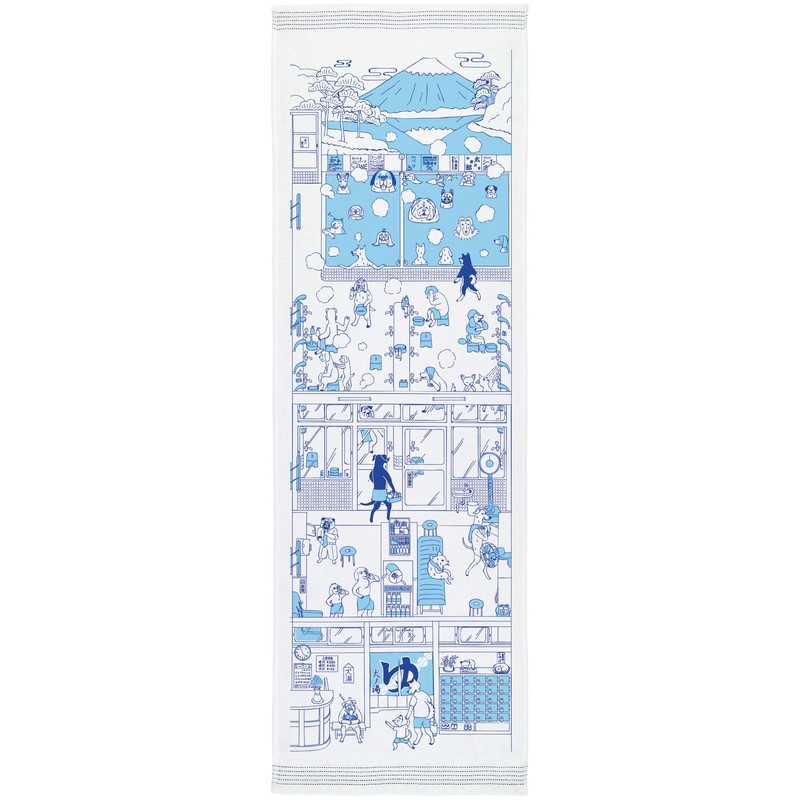 Kontex Cloth Goyomi Dog Bath Face Towel, Blue, Approx. 13.0