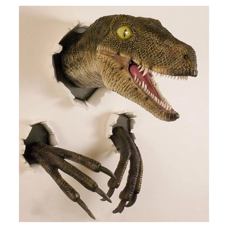 Dedjgoo 1 PCS Velociraptor Statue Wall Resin Mount Dinosaur Sculpture