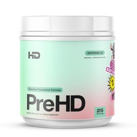 HD MUSCLE PreHD Essential Pre Workout  Para energía, resistencia y concentración  Con citrulina y beta-alanina  Matriz de cafeína de 225 mg  25...    