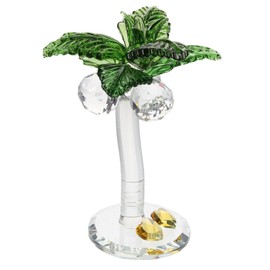 Kichvoe Crystal Coconuts Tree Palm Tree Christmas Holiday Ornament Fake Tropical Plants Figurine Artificial Tree Ornament Blown Glass Paperweight for Table Centerpiece