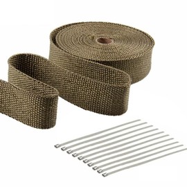 2 Roll Titanium Header Turbo Pipe Manifold Exhaust Heat Wrap Tape 20 Ties-2" x 50'