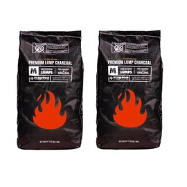 2-Pack Plexon Oak All-Natural Hardwood Lump Charcoal for Grilling and Smoking, 17.6 lb Bags – Medium and Small-Sized Restaurant Grade
