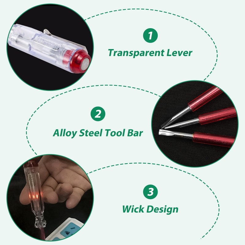 10 Pieces Phase Tester Screwdriver, 100V-500V Voltage Tester Screwdriver, Current