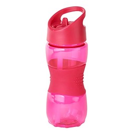 Thermo Rex Grip Water Bottle, 400 ml, Red, BPA-Free Plastic, Virtually Shatterproof and Reusable, with Integrated Straw, Water Bottle