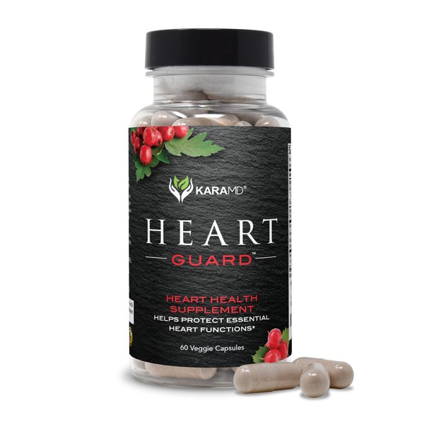 KaraMD Heart Guard - Heart Health Supplement with Magnesium, Nattokinase, Hawthorn Berry & Grapeseed Extract - Vegetable Capsules - 30 Servings (60 Capsules)