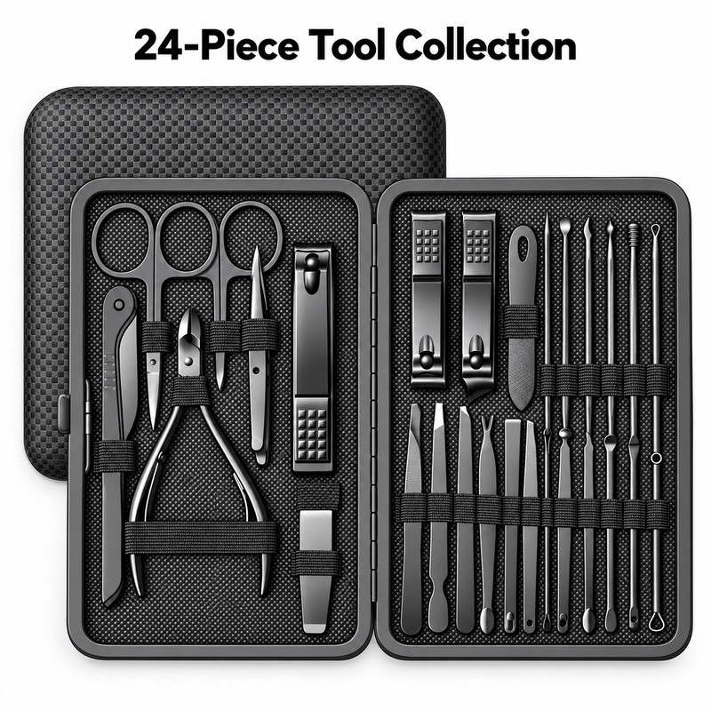 24-Piece Manicure & Pedicure Nail Care Set – Stainless Steel