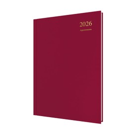 Collins - Essential - 2026 12 Month Calendar Year Planner, Day-To-Page with 1/2 Hourly Appointments Diary, A4 Hard Cover - Maroon (ESSA41A.78-26)
