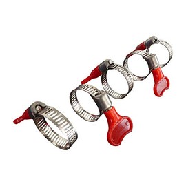 Band Style 5/16” Wide Adjustable Key Style, Stainless Steel Hose Clamps, Easy-Turn Plastic Thumb Screw, Includes 5 Clamps, by Tech Team (1/2” – 1” (13-25 mm) Diameter)