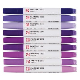 Talens Pantone Marker Set of 9 Purple Dual Tip Pen with Brush Tip and Chisel Tip Water-Based Pigmented Ink in Pantone Colours