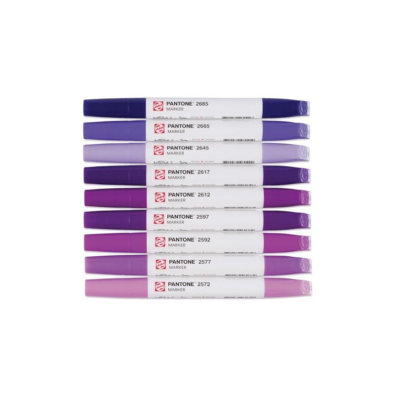 Talens Pantone Marker Set of 9 Purple Dual Tip Pen