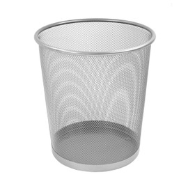 OSCO Silver Wiremesh Waste Bin | Round | Height - 27.5 cm | Diameter - 25 cm | Circular Trash Can | Waste Paper Basket | Recycling Container | Office | Home | Bathroom