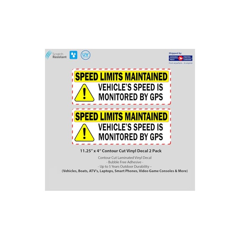 11.25" x 4" Vehicle's Speed Monitored By GPS Laminated Vinyl