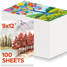 100 Sheets Watercolor Paper Bulk，9 x 12 Inch Cold Press 140 lb/300 GSM Water Color Paper for Kids Adults.Watercolor Drawing Paint Paper for Art Drawing Supplies