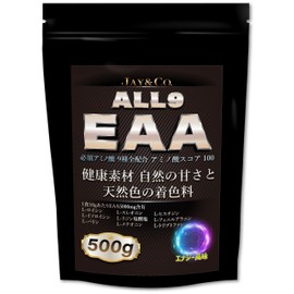 JAY&CO. アミノ酸スコア100 人工甘味料無添加 ALL9 EAA 必須アミノ酸9種を全配合 (エナジー, 500グラム (x 1))