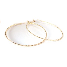 Large Hoop Earrings Hammered Textured 2.75 Inch Hoop Earrings Gold Tone Hoop Earrings