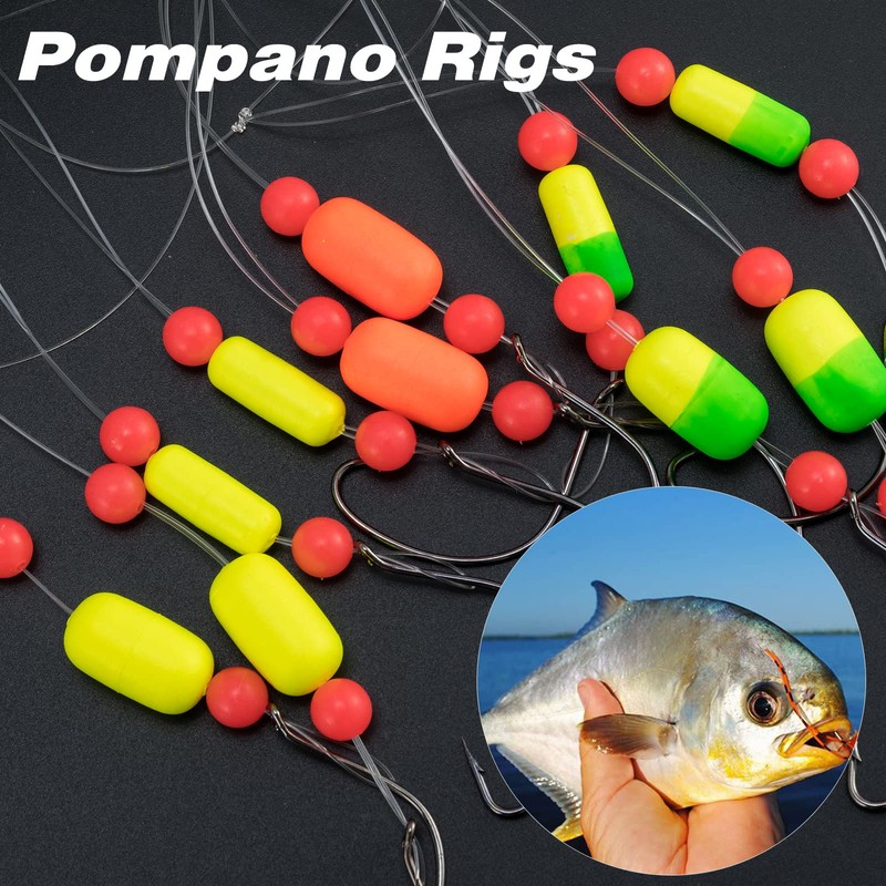 Dr.Fish 5 Pack Pompano Rigs Surf Fishing Rigs Snell Floats
