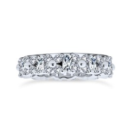 Bling Jewelry Classic Cubic Zirconia Vintage Colorless Style Pave 925 Sterling Silver CZ Eternity Wedding Band Ring
