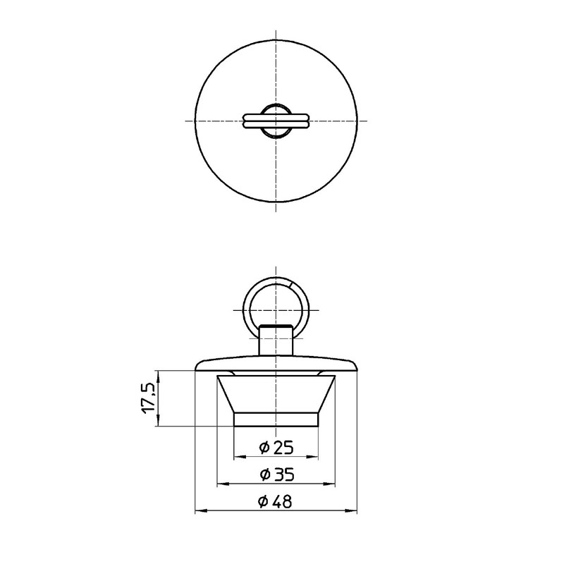SANEI H27F-35 Rubber Stopper for Baths, W-Type, Drain Diameter 32~35mm,