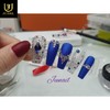 Bling Blue Handmade Nail Tips - Long Almond / 블링블루
