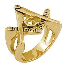 Masonic Rings - Gold Plated Freemason Ring Cut Out Triangle Design - Stainless Steel Masonic Jewelry for Men (Size 11)