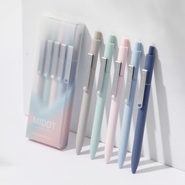 Kaco MIDOT Gel Ink Pens 5 Pieces All Black Ink 0.5mm Fine Point Retractable Soft Touch Grip Aesthetic Cute Colored Pens Office School Supplies Stationery