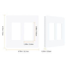 Milfra Screwless Decorator Wall Plates Child Safe Outlet Covers, 2 Gang 4.72" x 4.76", White Outlet Cover Plate, for Decor Switch, Dimmer, GFCI, USB Receptacle