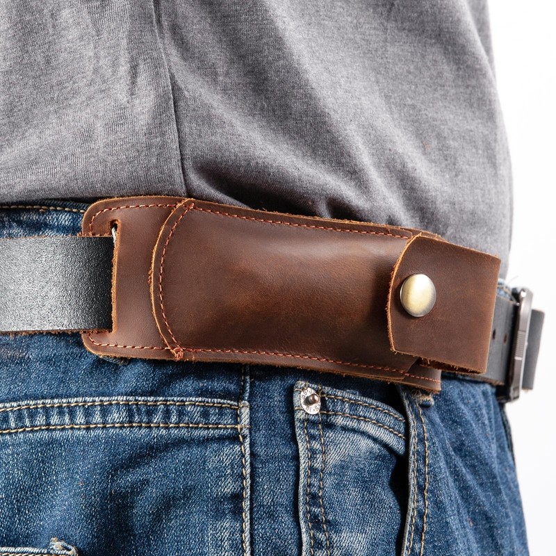 Leather Knife Sheath for Belt，Knife Holster，EDC Pocket Organizer Case Knife