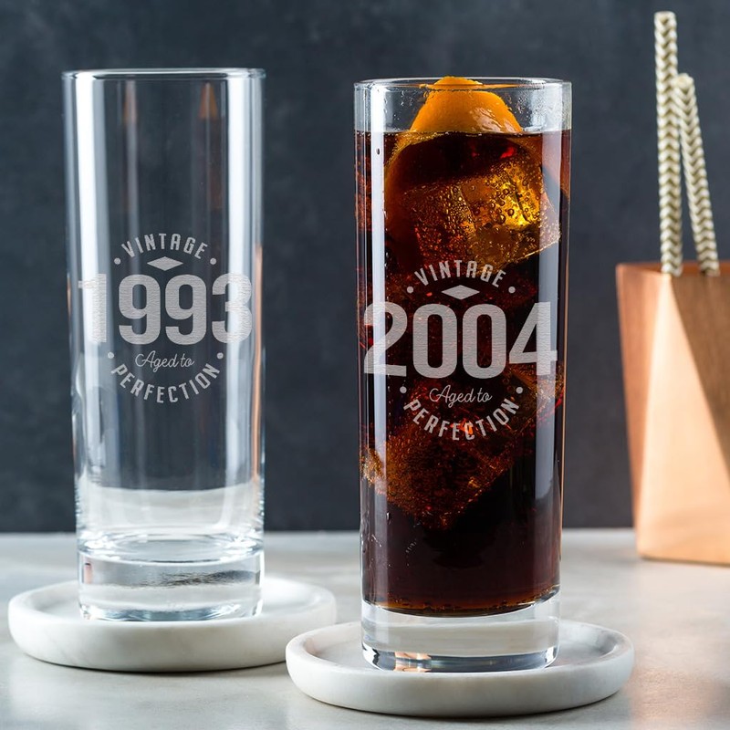 Dust and Things Vintage Aged to Perfection Highball Glass, Engraved